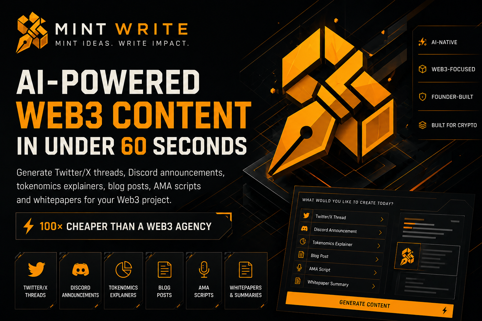 Mint Writing Mint Write — AI Web3 Content Marketing Platform
